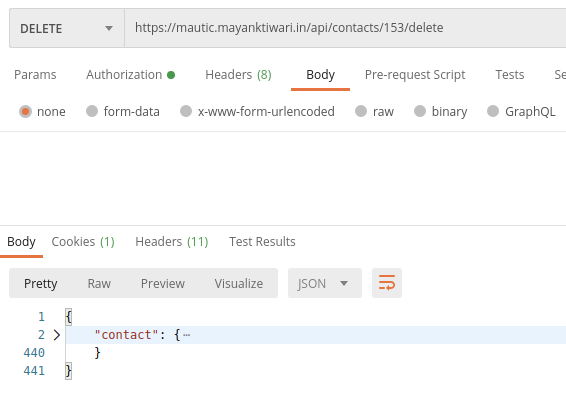 Mautic API Delete Example