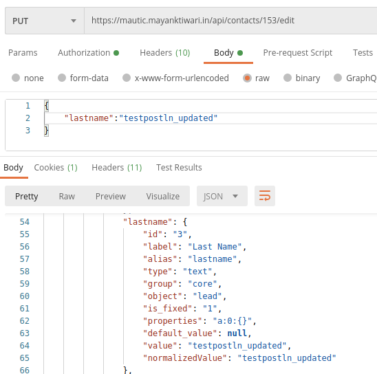 Mautic API edit example