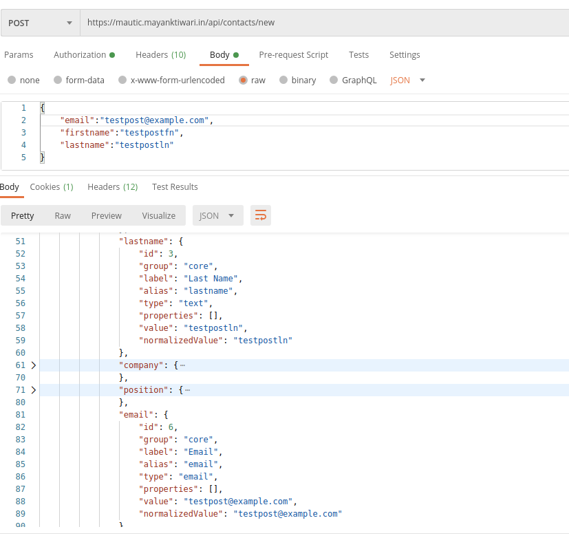 mautic api contact create example